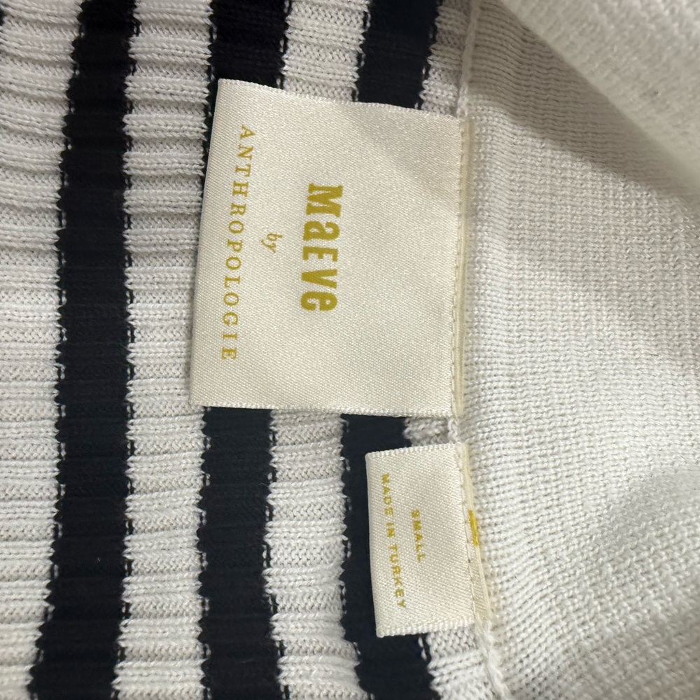 Anthropologie Striped V-Neck Sweater in Black and Cream - Picture 7 of 7